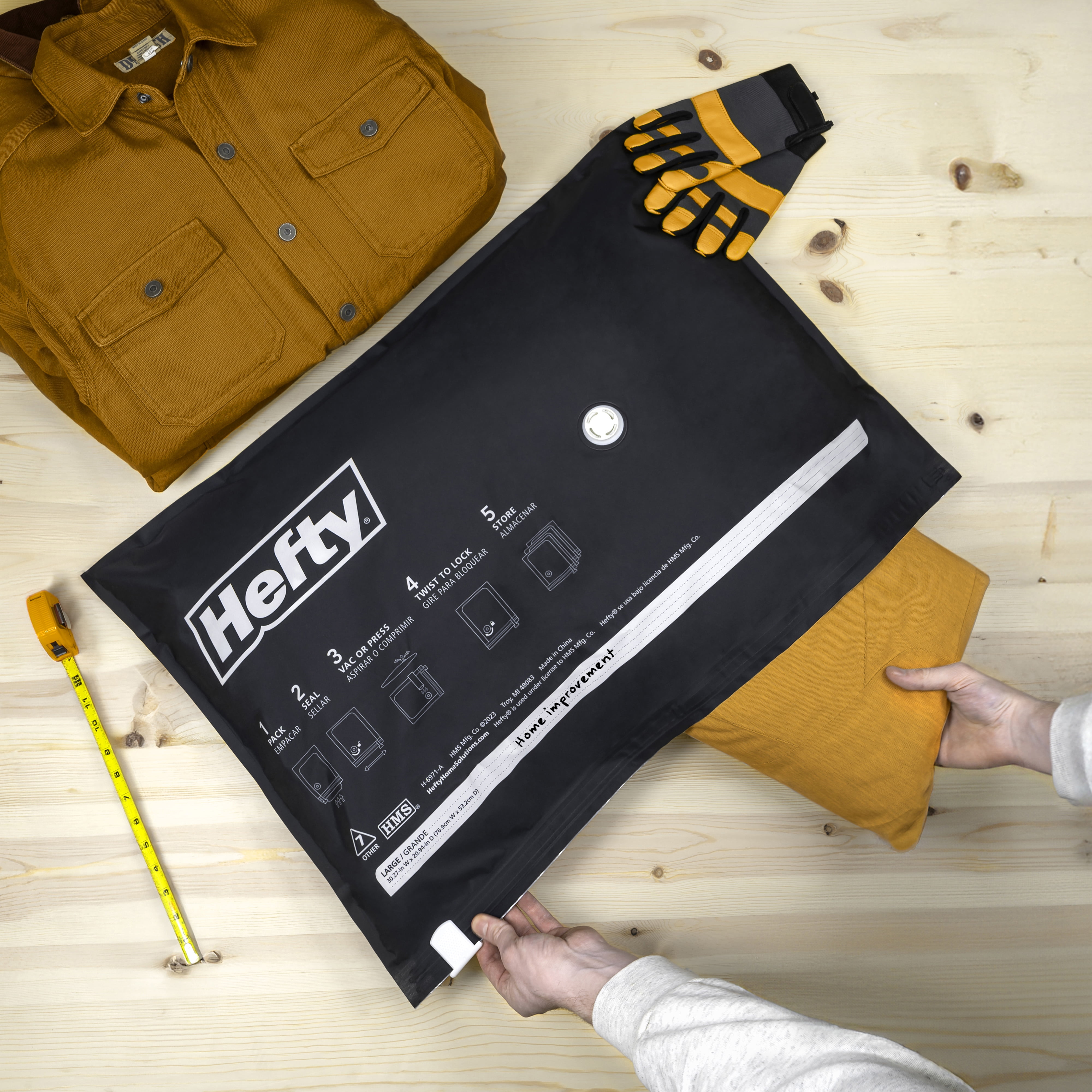 (2 pack) Hefty Max Shrink-Pak Portable Closet and Garage Organizer, Black