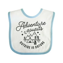 Inktastic Adventure Awaits Outside in Nature with Tent and Mountains Boys or Girls Baby Bib