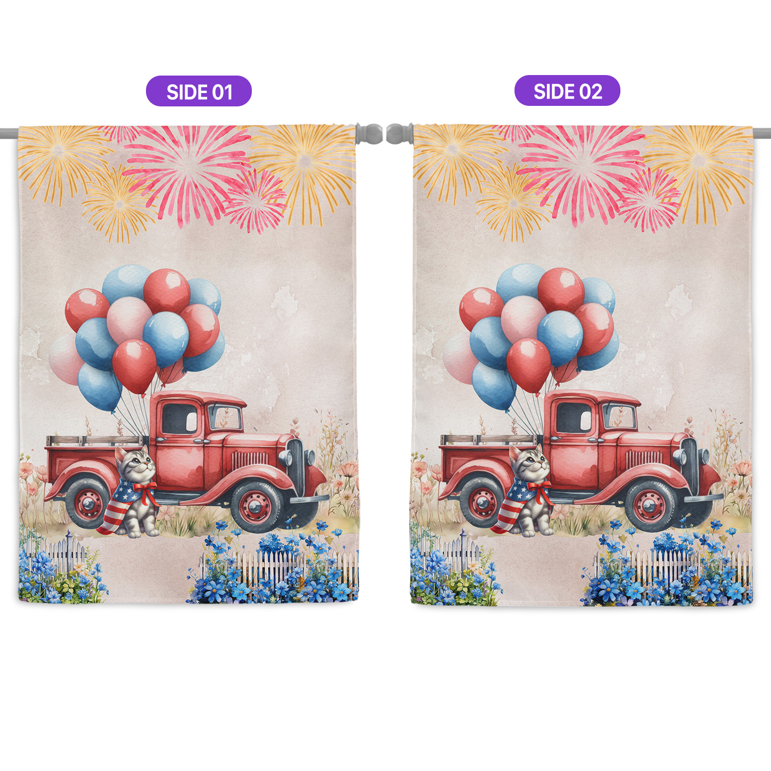 Vintage Patriotic American Shorthair 4th of July Independence Memorial Day House Flag 28x40in Double Sided Cat Lover Kitten Owner Gifts Outdoor Decor - 01006