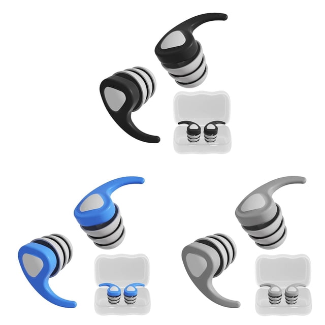 WUSUOWEI 3 Paires de Bouchons d'Oreilles en Silicone Réutilisables, Réduction du Bruit et Isolation Phonique, Adaptés aux Oreilles, Bouchons d'Oreilles en Boîte Portables pour la Réduction du Bruit en Usine, Sommeil Silencieux, Protection des Environnements Bruyants
