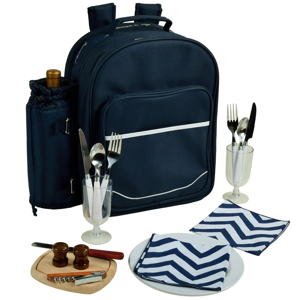 Picnic at Ascot Bold Chevron Picnic Backpack for 2 15.5 x 16 x 6.5