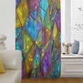 thumbnail image 5 of Stained Glass Sheer Curtains 63 Inches Long, Vintage Abstarct Geometric Pattern Art Light Filering Curtains, Breathable Simi Curtain Privacy Drapes for Living Room Lightweight Window Treatment, 5 of 8