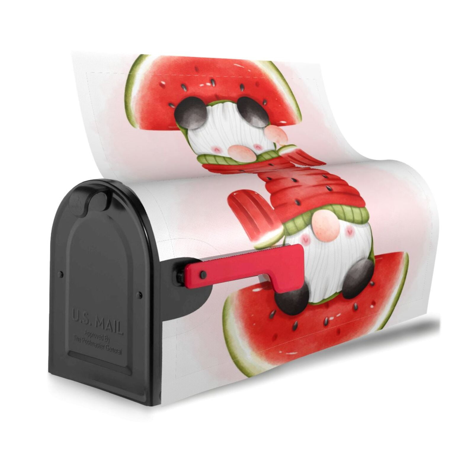 Logiee Watermelon Gnome Print Post Letter Box Wrap Decor, Mailbox Cover Suitable for Standard Mailbox and Large Size Mailbox,Outdoor Yard Decoration-21x18 in
