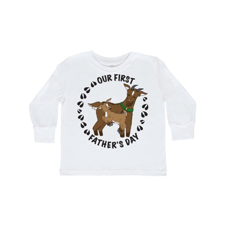 

Inktastic Our First Father s Day with Cute Goats and Hoof Prints Gift Toddler Boy or Toddler Girl Long Sleeve T-Shirt