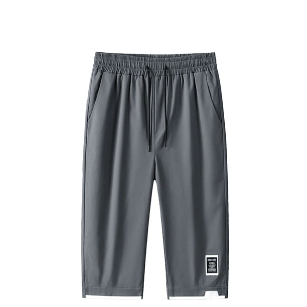 Pantalones cargo capri de verano para hombre - Longitud 7/10 - Tejido de seda helada - Corte holgado - Transpirables - Bolsillos cargo - Prenda informal y versátil