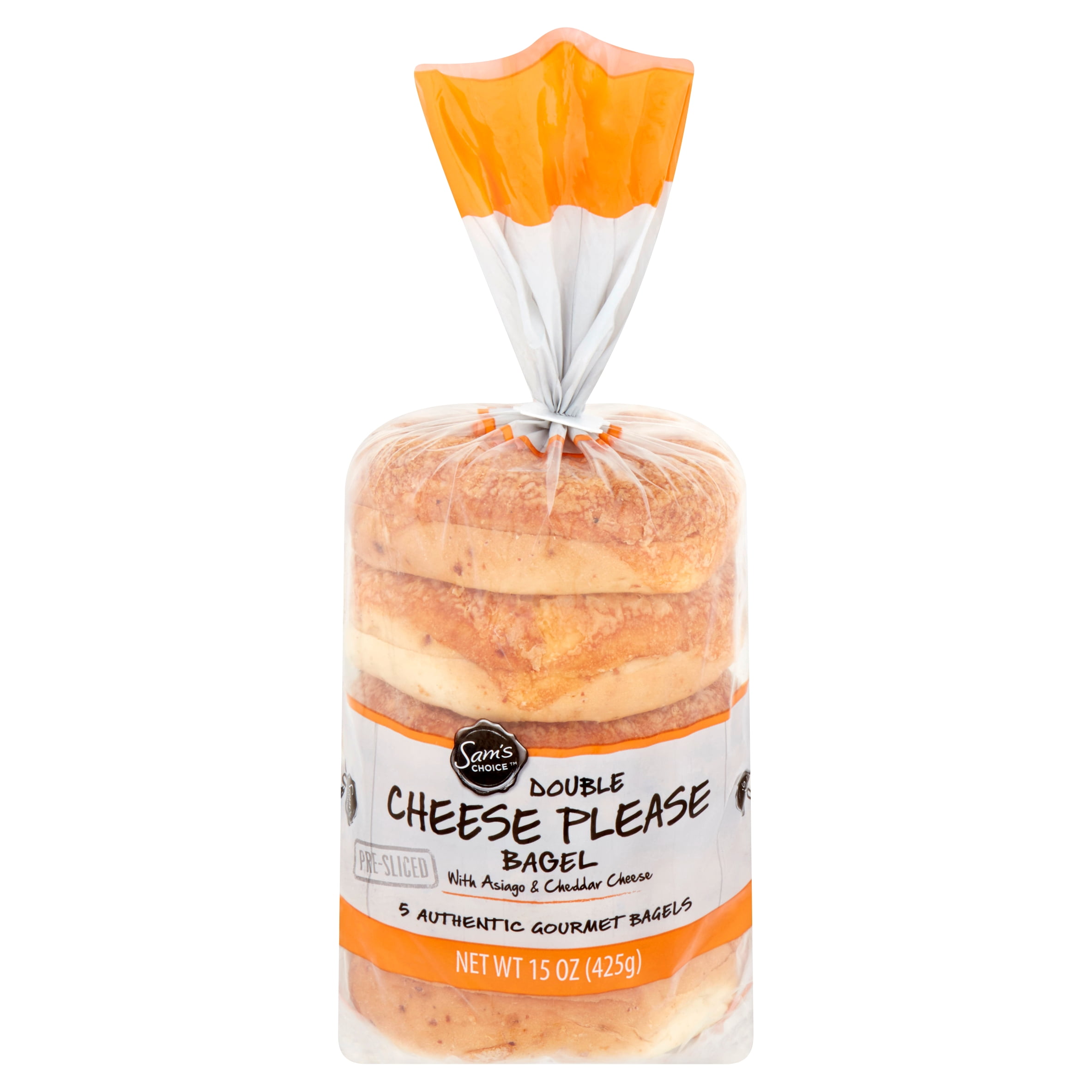 Sam's Choice Pre-Sliced Double Cheese Please Bagel, 15 oz, 5 Count
