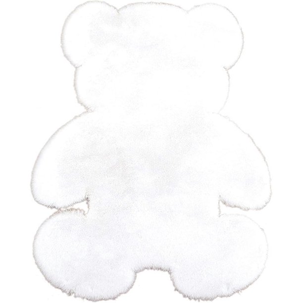 ZHAOCHENG Alfombra mullida KRIPINC, alfombra de piel sintética suave con forma de oso, alfombra de piel de oveja antideslizante para sala de estar, dormitorio, mesita de noche (blanco)