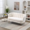thumbnail image 3 of 59" Wide Mid Century Modern Chenille Sofa with Gold Metal Legs, Two-Seater Sofa Loveseat Sofa Small Couch for Bedroom, Small Space Office, Apartments, Beige, 3 of 8