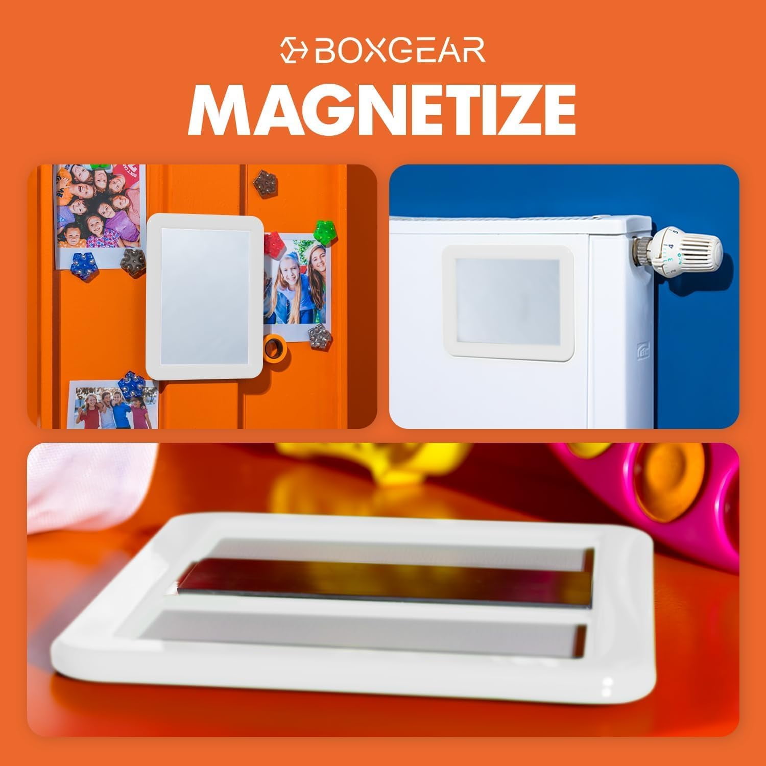 Magnetic Locker Mirror - 5" x 7"- for School Locker, Bathroom, Household Refrigerator, Locker Accessory, Office Cabinet or Workshop Toolbox (White)