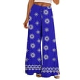thumbnail image 2 of Bzdzmqm Women Plus Size High Waisted Palazzo Pants Flowy Floral Boho Lounge Trousers Vacation Beach Summer Casual Elastic Waist Wide Leg Trousers, Blue 3XL, 2 of 5