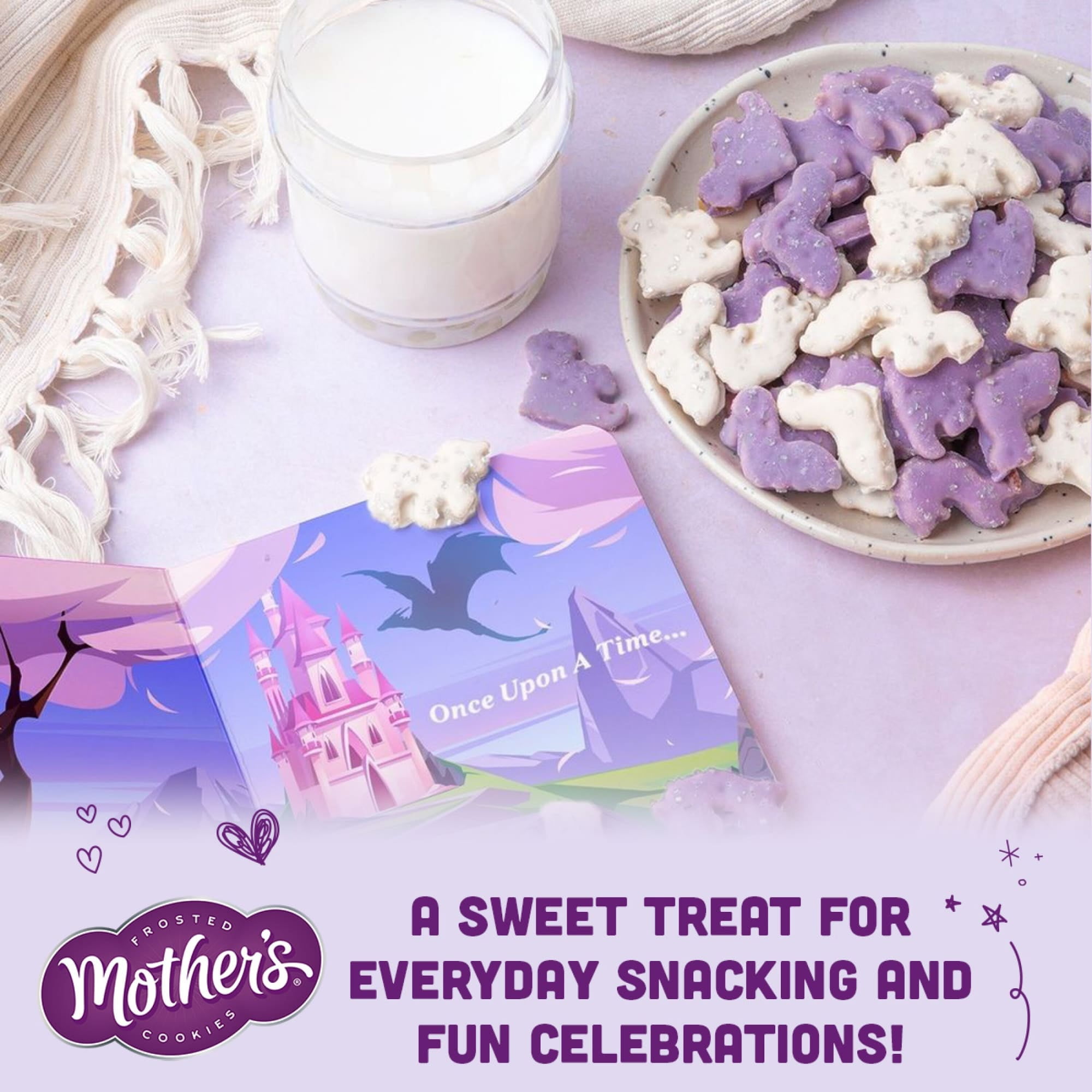 (3 pack) Mother's Sparkling Mythical Creatures Cookies, Frosted Animal Cookies with Silver Sugar Sprinkles, 1 Resealable Bag  9 oz