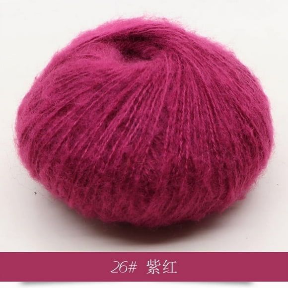 Xiao Hua 2 rolls of Rose purple soft mohair yarn -25g lightweight knitted yarn, elegant shawl yarn, and luxury yarn, suitable for handmade scarves and exquisite crafts
