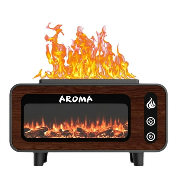 Difusor de Aceites Esenciales Flame, 7 Colores de Llama, Humidificador con Apagado Automático Sin Agua para Dormitorio, Yoga y Gimnasio A