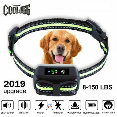 COOLIGG No Bark Collar Rechargeable Anti bark Collar with Beep Vibration and No Harm Shock Smart Detection Module Bark collar for Small Medium Large