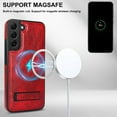 thumbnail image 5 of for Samsung Galaxy S22 Plus PU Leather Back Case, Built-in Invisible Stand [Compatible with Magsafe] Protective Slim Kickstand Anti-fall Phone Cover Compatible with Samsung Galaxy S22 Plus, Winered, 5 of 8