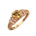 thumbnail image 2 of 5 MM Round Natural Citrine 925 Silver Rose Plated Valentines Day Gifts Blossom Design Ring, 2 of 4