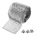 thumbnail image 1 of Uxcell 2 Yard Sew Stitch on Spikes Stud, 12 Rows Plastic Flat Back Spike Rivet Punk Trim Mesh Rivets Studs Beads for Clothes Bags Crafts Shoes Decoration, Plata, 1 of 6