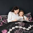 thumbnail image 4 of meiyoeat Pink Leopard Print Monogrammed Full Size Comforter Sets For Girls,Cheetah Personalized Initial A Full Size Comforter Sets For Women,black Reversible,3pcs, 4 of 7