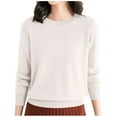 thumbnail image 1 of GDREDA Chandail pour Femmes 100 % Coton Doux Tricoté Beige,TG, 1 of 8