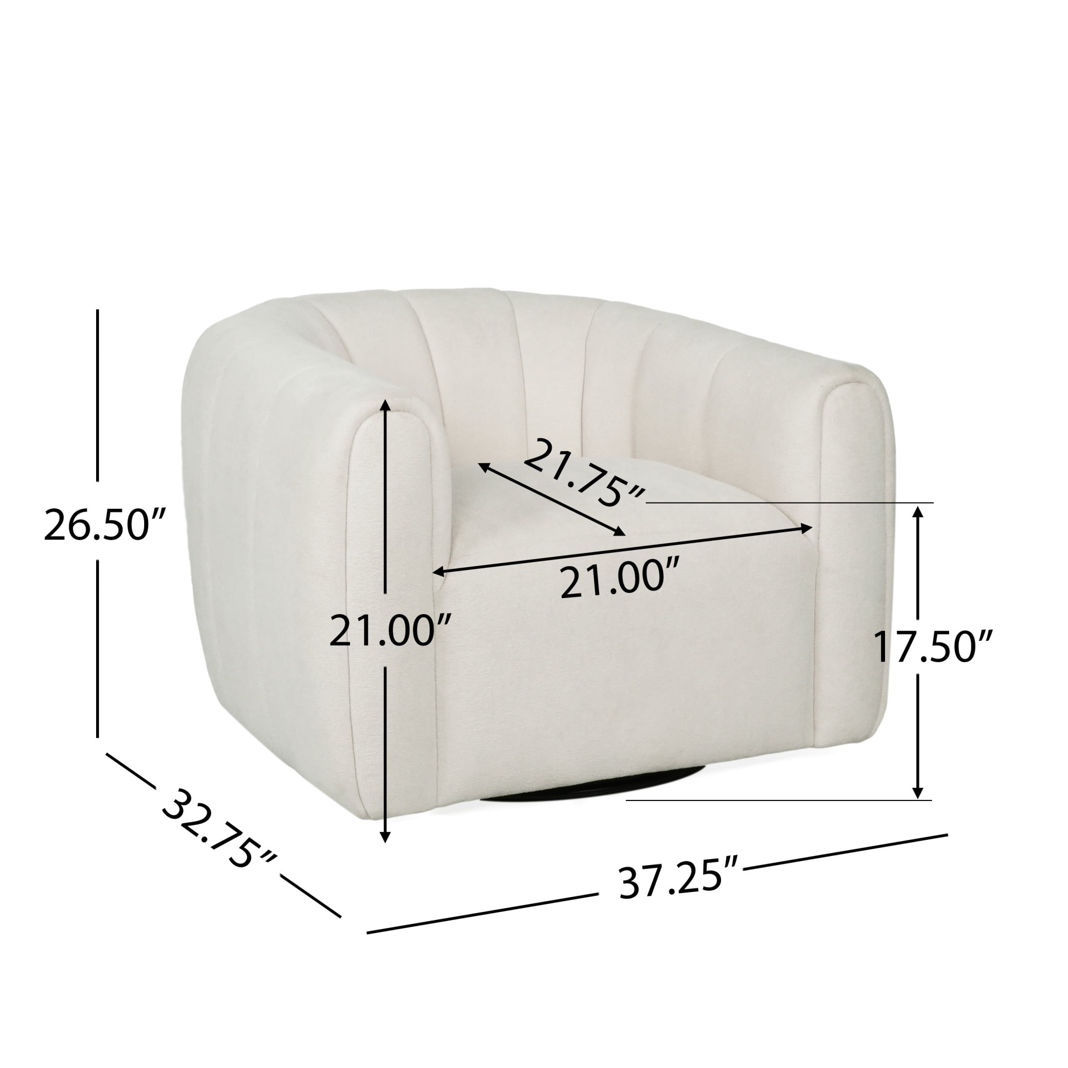 Noble House Smith  Textured Boucle White Modern Swivel Club Chair