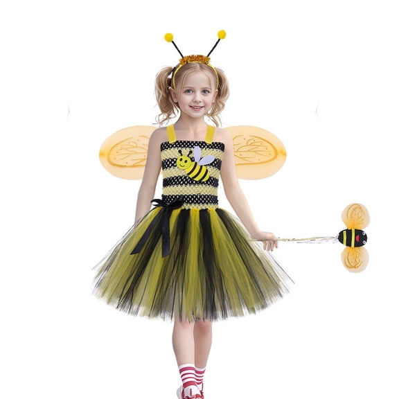 CHOYURME CHONYURM Bee Costume Set for Girls Halloween Birthday Christmas Party Dress Up