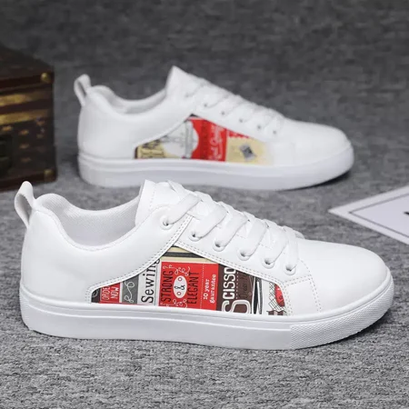 

Men‘s New White Canvas Trendy Skate Shoes