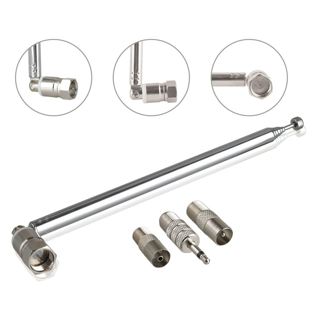 EEEkit FM Antenna Telescopic 75 Ohm Screw F Male Plug Antenna w/ PAL 3.5mm Jack Connector
