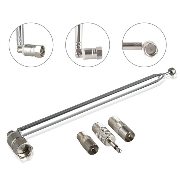 EEEkit FM Antenna Telescopic 75 Ohm Screw F Male Plug Antenna w/ PAL 3