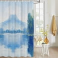 thumbnail image 4 of Fabric Shower Curtain, Abstract Sky Mountain River and Trees Landscape Watercolor Shower Curtains with 12 Hooks Waterproof Machine Washable Bath Curtains for Bathroom, 48x 72in, 4 of 6