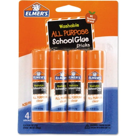 (4 Pack) Elmer's All-Purpose Washable School Glue Sticks, 0.24 oz, 4