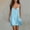 Light Blue, variant on Wovilon Women's V Neck Satin Slip Dress with Side Pockets, Spaghetti Strap Loose Fit Casual Mini Dress for Summer Beach Vacation