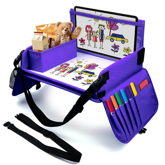 Binazon Gear Kids Travel Tray Automotive Organizers, 16"x12.5" Purple