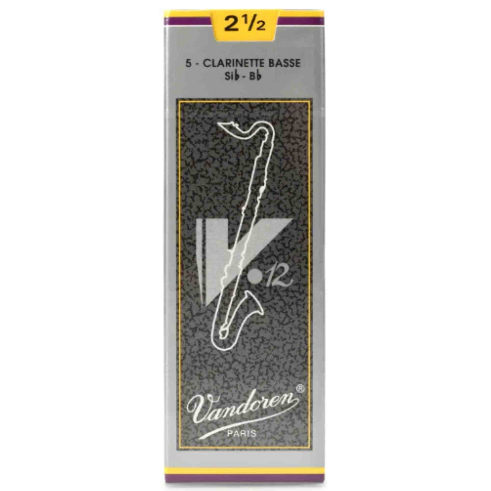 Vandoren Bass Clarinet V.12 Reeds Strength #2.5; Box of 5