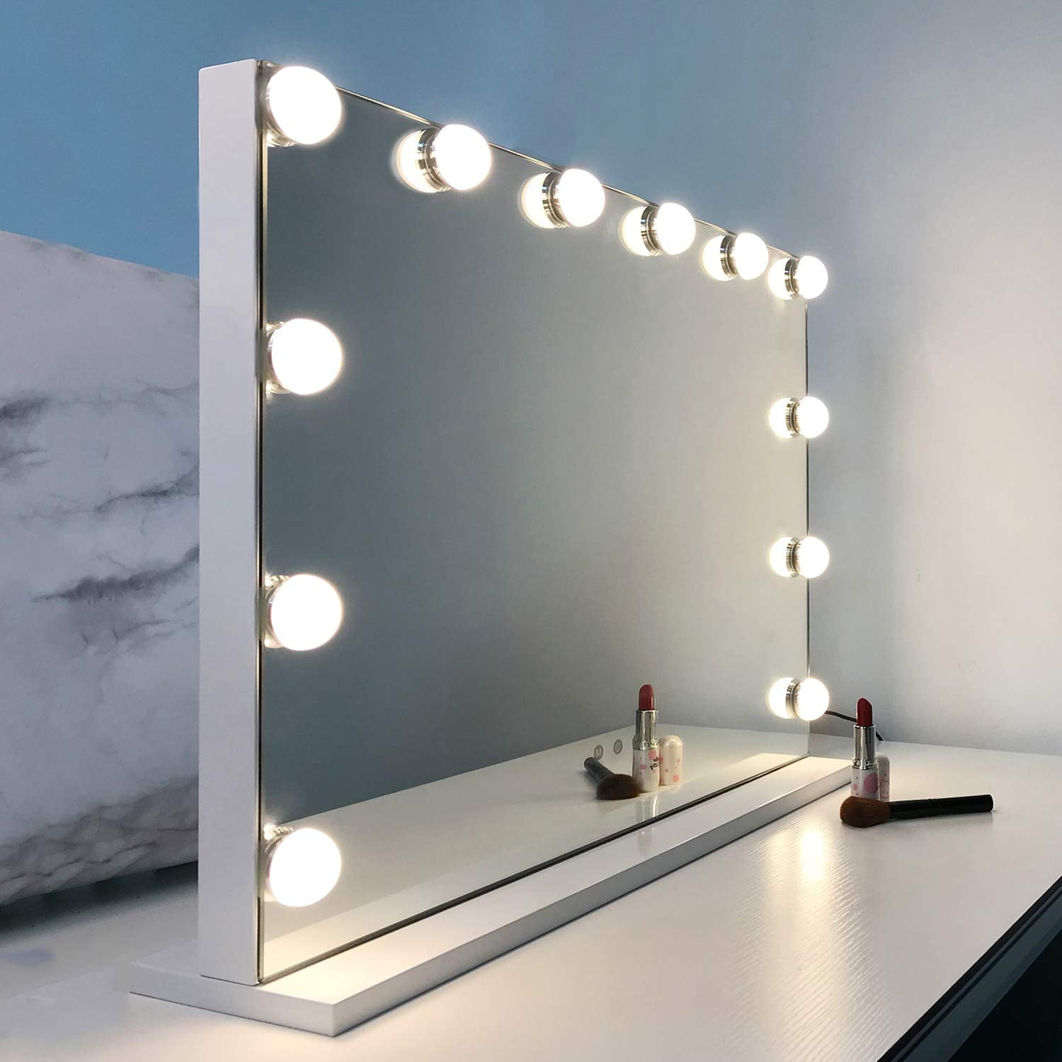 Wayking Vanity Mirror With Lights, Small Cream Vanity Mirror With Lights And Bluetooth