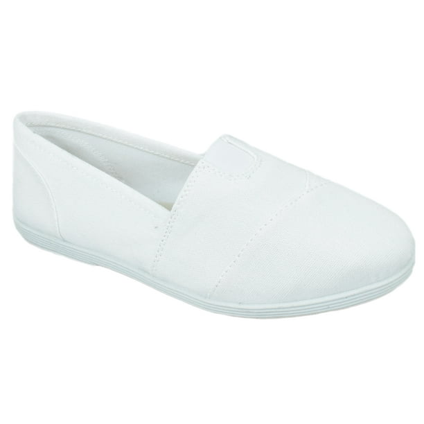 womens white canvas slip on