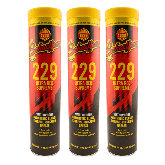 Schaeffer's 02292-029 (229) Ultra Red Grease 14oz Waterproof NLGI #2 - Pack of 3