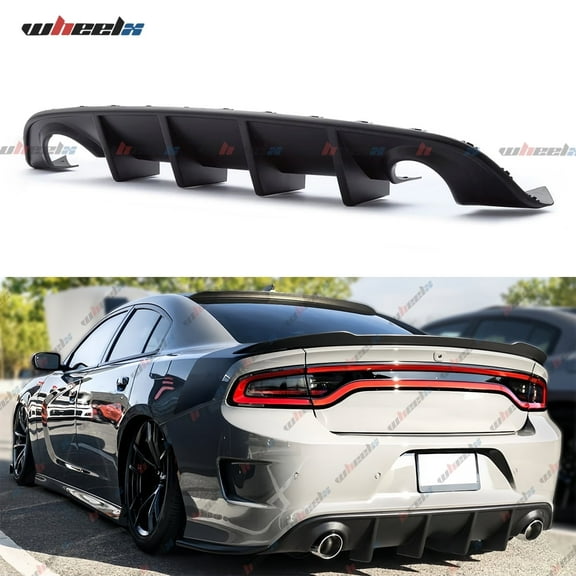 Rear Diffuser Compatible with 2015-2023 Dodge Charger, Rear Bumper Lip Splitter Fit for SRT Hellcat Scat Pack 392 GT R/T Daytona (Matte Black)