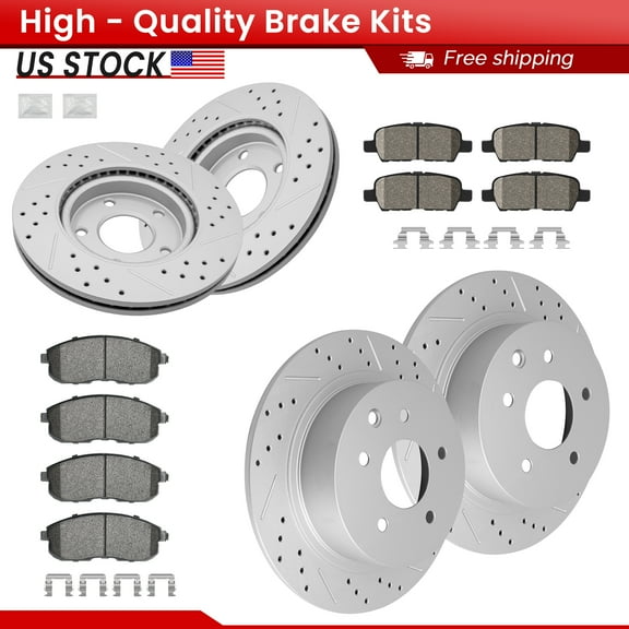 ACB ZONE Front Rear Brake Kits for 2013 2014 2015 2016 Nissan Sentra, Drilled Slotted Disc Brake Rotors and Ceramic Brake Pads (981470, 31312, 815A, 905)