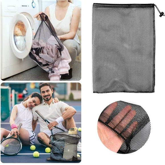 Riforla 1pc Small Mesh Camping Bags Drawstring Bag Durable Mesh Small Storage Bags Drawstring Mesh Bag for Toys Laundry Home Textile Storage Black
