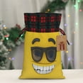 thumbnail image 5 of Cauagu Smiling With Sunglasses Print Christmas Linen Gift Bag,Christmas Goody Gift Bags with Plaid Drawstrings Xmas Presents Bags Holiday with Gift Tag Cards-Black, 5 of 8