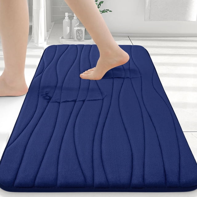 Alfombra de baño Buganda, viscoelástica, 30 x 20 cm, color azul marino