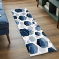 thumbnail image 4 of 2x6 Kitchen Runner Rug, Navy Blue Marble Non-Skid Rubber Backing Large Rectangle Rugs - Living Room Bedroom Home Office, Gold White Geometric Hexagon Modern Indoor Floor Mat Carpets Washable Rug, 4 of 9