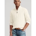 thumbnail image 4 of Men Half Zip Mock Neck Cable Knit Cotton Pullover Sweater White XXL, 4 of 7