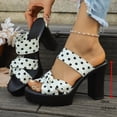 thumbnail image 4 of GERsome Women's Chunky Block Heels Sandals Polka Dot Strap Open Toe Platform Slip-On Dress Shoes for Wedding Party Prom White Size 7, 4 of 9