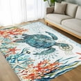 thumbnail image 4 of 6x9 Area Rugs, Coastal Turtle Non-Skid Rubber Backing Large Rectangle Rugs - Living Room Bedroom Home Office, Summer Beach Nautical Coral Starfish Indoor Floor Mat Carpets Washable Rug, 4 of 9