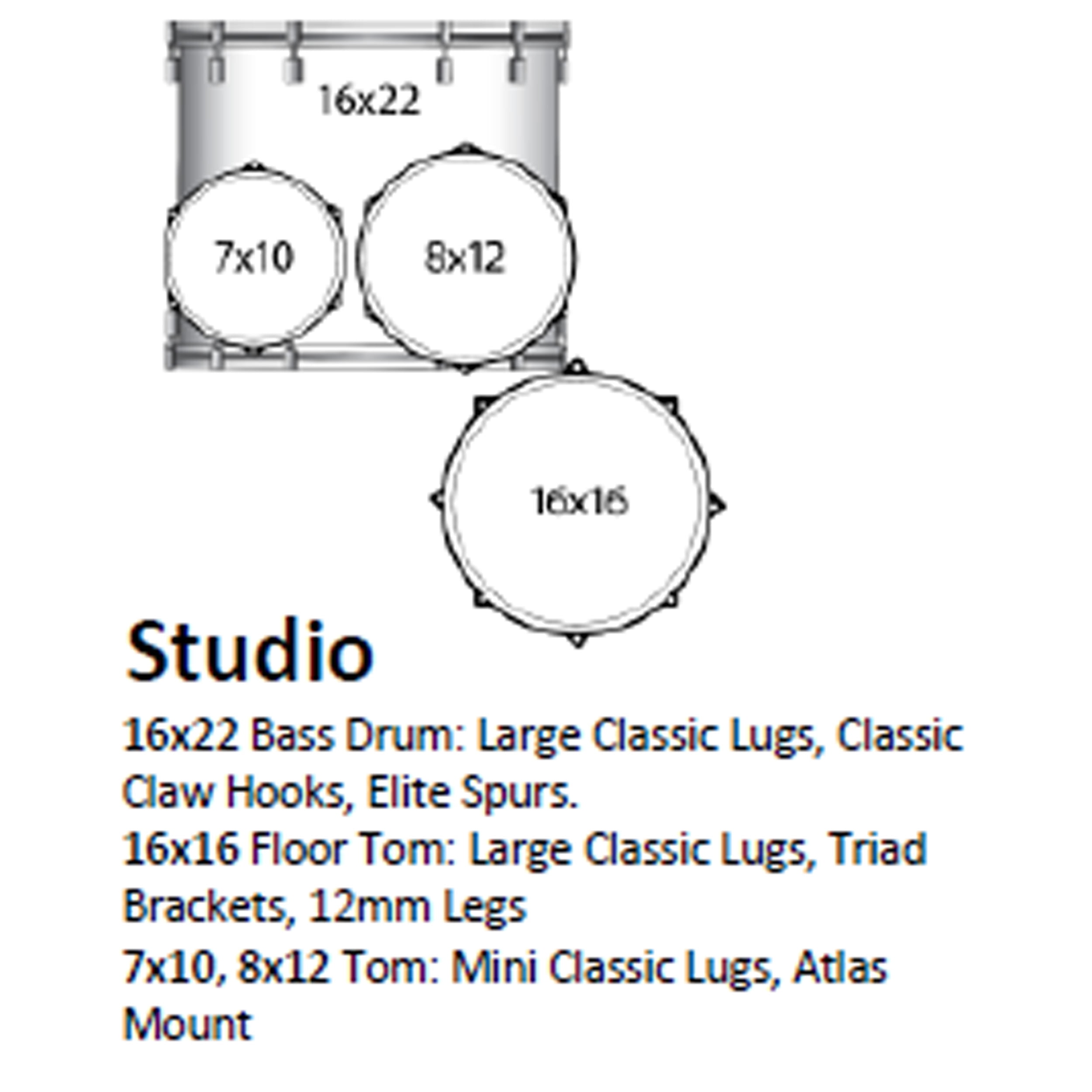 Ludwig Classic Oak 4-Piece Studio Drum Set with 22" Bass Drum, Blue Burst
