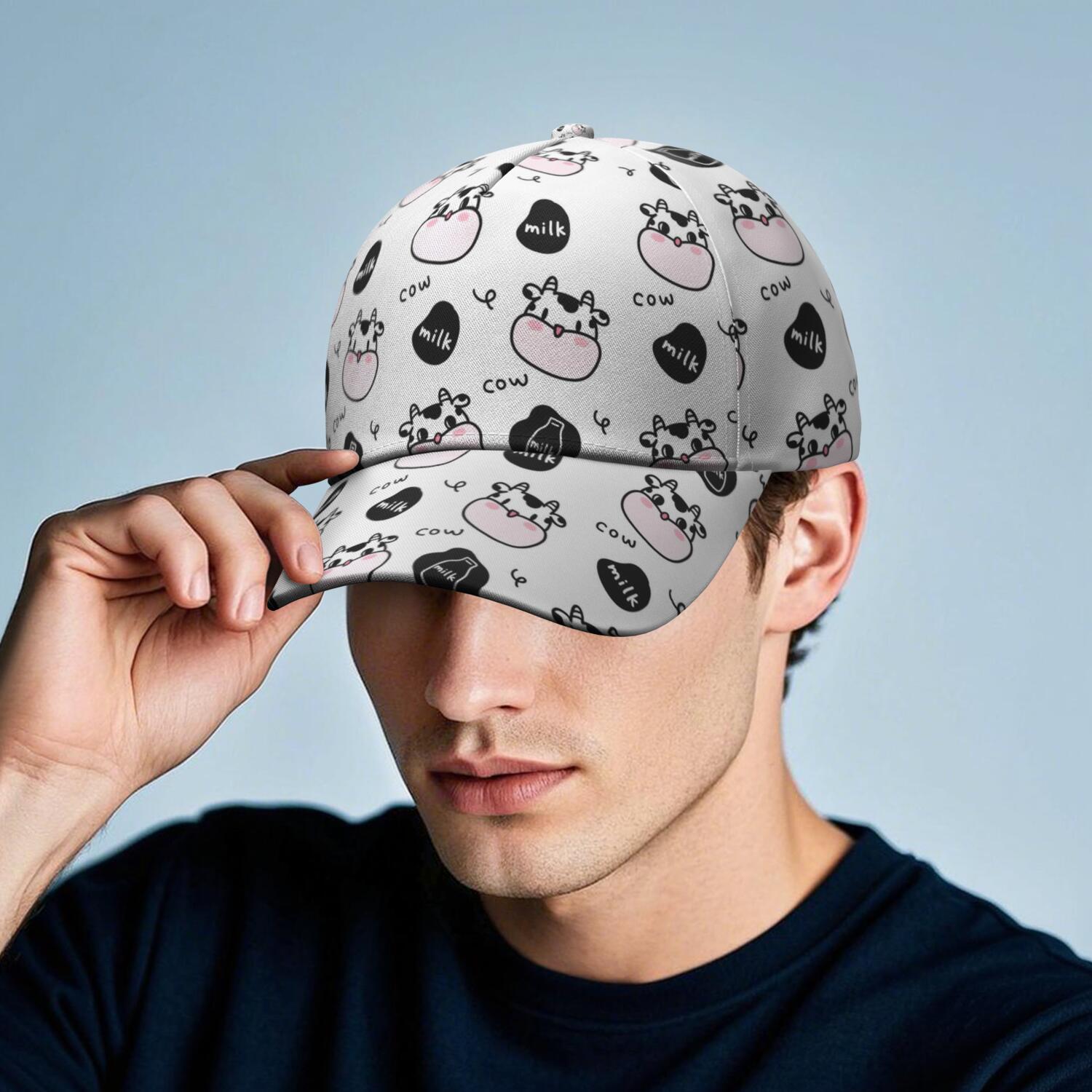 Cow Print Baseball Cap - Adjustable Snapback Hat for Cow  display picture 1