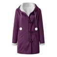 thumbnail image 4 of XUNKUSGA Womens Jacket Plus Size Sherpa Lined 2025 Fashion Winter Fuzzy Long Fleece Hoodies for Women Casual Cozy Horn Button Jackets for Women with Pockets S-5XL Purple, 4 of 7