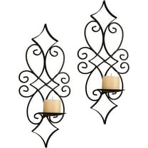 Danya B. Wrought Iron Casablanca Candle Wall Sconce - Set of 2 - Easy to Mount – Black, Contemporary, Modern Home Décor for up to 3" LED or Real Pillar Candles