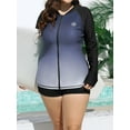 thumbnail image 3 of Sociala Women's Plus Zipper Rash Guard Long Sleeve Color Block Swim Shirt UPF 50+ Swimsuit Tops, 3 of 7